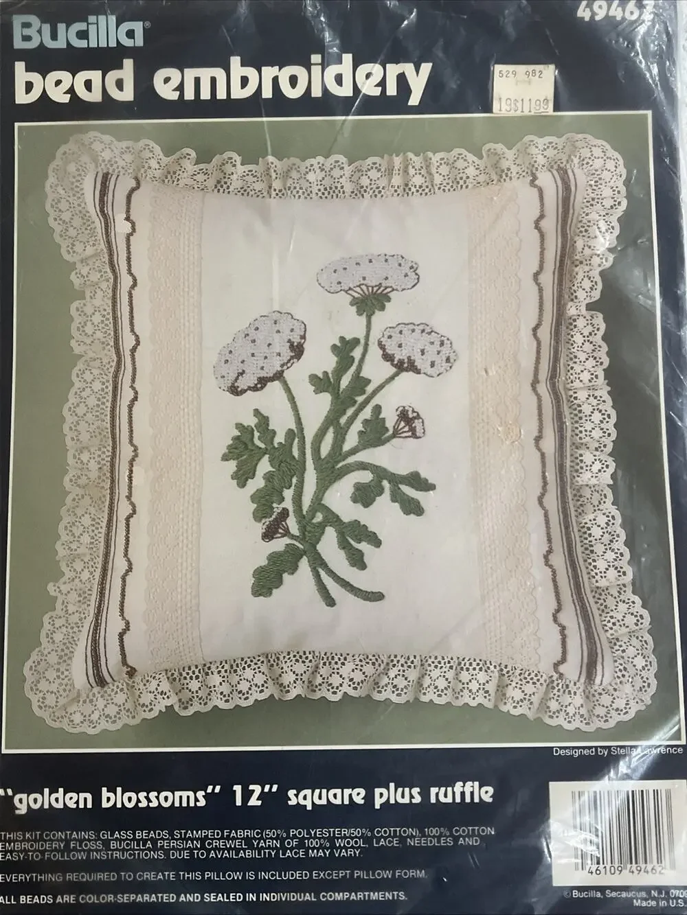 Vintage Bucilla Golden Blossom Bead Embroidery 12